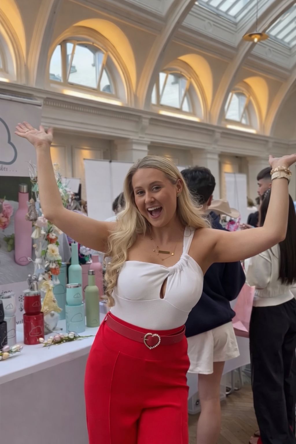 Victoria celebrating at a business event